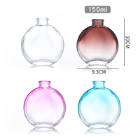 Bouteille en verre aromatique diffuseur plat à usage domestique diffuseur de roseaux bouteille diffuseur bouteille en verre avec fleurs artificielles 150ml