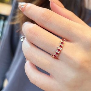 Bague de fiançailles et de mariage Xinfly Bride, vintage, antique, en or massif 18 carats, avec pierre précieuse, rubis rouge sang de pigeon et diamant pour femme - Product Image 4