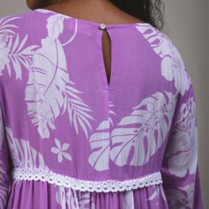 Abito a strati floreale tropicale stampato personalizzato da donna Babydoll con decorazione in pizzo 100% raion viscosa abiti corti sciolti per le vacanze - Product Image 6