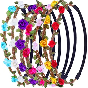 Multi Color Rose Flower Headband Hair Bands For Girls Kids Women Beach Style Hair Accessories