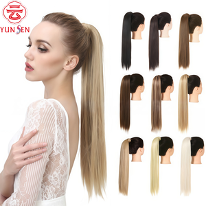 Cola de Caballo de Fibra Sintética Mate Resistente al Calor, Larga y Lisa, de Color Mixto, con Cinta Mágica para Mujer, de Yunsen - Product Image 1