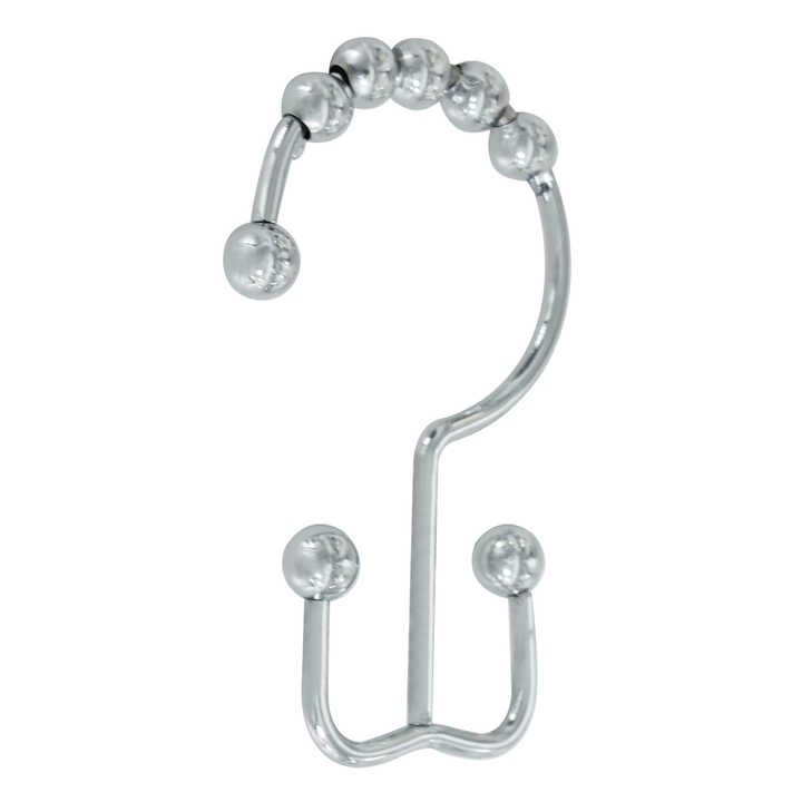 Double Silver Shower Curtain Ring High Style Metal Hooks Made of