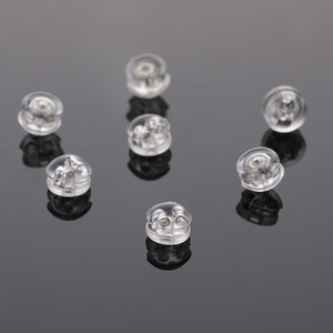 Accesorios para pendientes, puntas de silicona transparentes, chapadas en oro de 18 quilates, redondas, para la fabricación de pendientes - Product Image 2