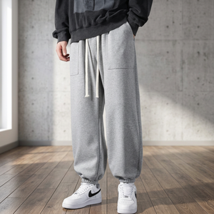 Pantalon de survêtement harem mi-taille pour homme, coupe ample et épaisse, avec cordon de serrage réglable, couleur unie, grandes tailles, automne/hiver - Product Image 3