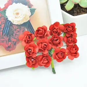 Hot Sales Handmade Small Rose Paper Flower Wedding Decorative Artificial Flower