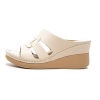 Yasirun Sandales à talons compensés pour femmes, en microfibre noire, à bout ouvert, chaussures confortables à enfiler pour un usage décontracté 5055-3