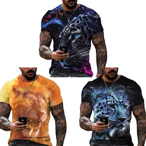 Người đàn ông TEE Áo sơ mi tùy chỉnh in đồ họa Áo phông in logo 100 Polyester sư tử Tiger T-Shirt 3D princasual số lượng