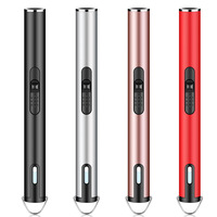 Briquet à gaz portable en forme de stylo, rechargeable au butane, coupe-vent, avec torche à flamme jet, idéal pour les cadeaux d'affaires et le barbecue, personnalisable avec logo.