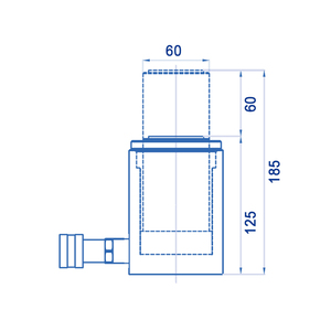 OMCN 361/CM cilindro hidráulico universal de acción simple, retorno por resorte, 185 mm de alto, 20 toneladas - Product Image 2