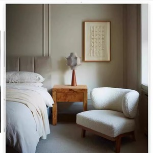Table de chevet T26 en bois de placage doré naturel avec rangement pour chambre à coucher - Product Image 2