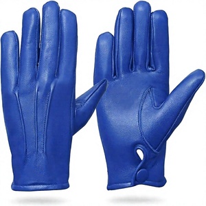 Guantes de Piel de Oveja Azul Suave con Diseño Sencillo, Sin Forro y Calidez Térmica Confortable para Uso Casual en Invierno - Product Image 1
