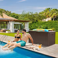 NOUVEAU Coffre de rangement extérieur en PEHD, étanche et verrouillable, 120 gallons, pour coussins de jardin, patio, bord de piscine, noir ou marron