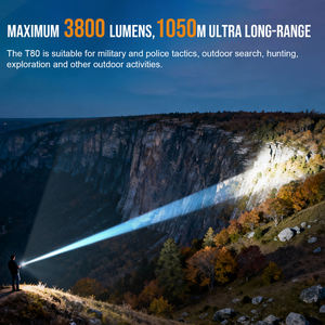 트러스트파이어 T80 강력 서치 토치 고출력 3800LM 헤비듀티 IP68 방수 알루미늄 1050M 장거리 사냥용 손전등 - Product Image 3