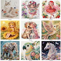 Peinture de perles de forme spéciale, colibri blanc avec paysage de fleurs violettes et roses, kit artisanal haut de gamme, décoration murale, cadeau