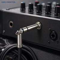 Conector de audio de 6.35mm en ángulo recto, mono/estéreo, con contacto de cobre y carcasa de latón, 12V 2A, con lengüeta de soldadura pequeña y tamaño corto para espacios limitados
