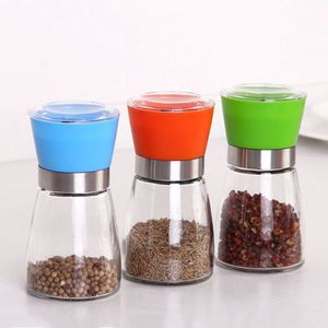 Salière à épices en verre Offre Spéciale avec moulins grossiers réglables en couleur Bouteille en verre transparent transparent avec broyeur en plastique de couleur - Product Image 6