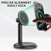 Nouveau support de bureau de téléphone réglable avec support de téléphone magnétique rotatif de charge sans fil magnétique 15W pour les jeux en direct