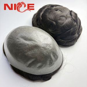 <strong>Highlight</strong> Color Thin PU Skin Base Natural Human <strong>Hair</strong> <strong>Men's</strong> Toupee - Product Image 1