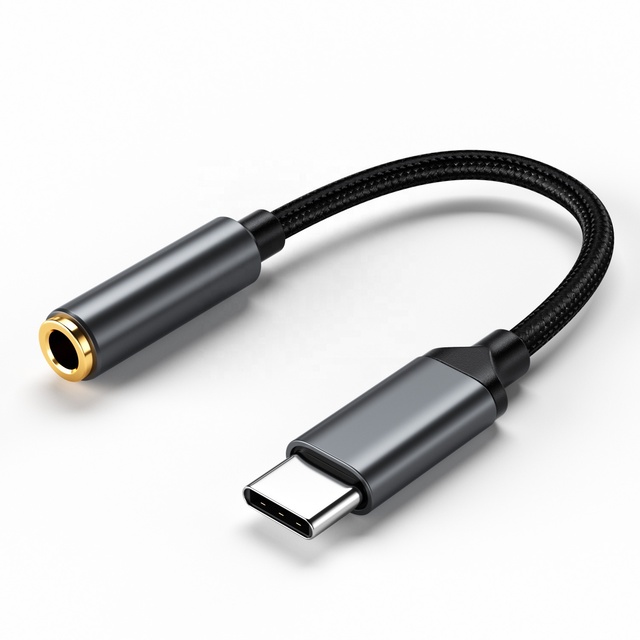 Nylon Braided Stereo USB-C to 3.5mm Audio Adapter Cable Converter for Camera & Car Use