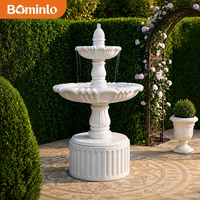 Fontaine de jardin en marbre blanc à 3 niveaux avec finition ananas sculptée à la main, pour décoration extérieure d'hôtels, villas et cours.
