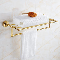 Ensemble d'accessoires de salle de bain de luxe en cuivre doré, porte-serviettes mural, crochet pour peignoir, porte-papier toilette pour hôtel, villa