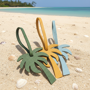 Porte-clés en cuir PU gaufré avec motifs de cocotiers et de palmiers, plusieurs couleurs, cadeau promotionnel de voyage pour le Ramadan - Product Image 6
