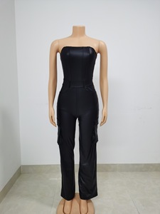 New Fashion Street Style Tube Elegant Multi Pocket Casual One Piece <strong>Baggy</strong> Cargo <strong>Jumpsuit</strong> Women - Product Image 5