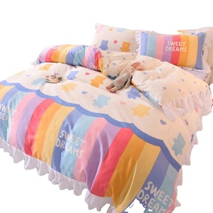 Conjunto de Roupa de Cama Kawaii Arco-Íris em Algodão Tamanho Twin Full <span class=keywords><strong>Queen</strong></span> com Estampa de Morango, Flores e Corações, Lençol Ajustado, Fronhas e Capa de Edredom - Product Image 6