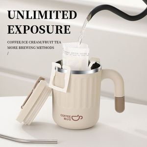 Factory Direct 304 Stainless Steel Thermos Cup Modern Design Coffee <b>Mug</b> Lid Straw Boiling Water Safe 6-12H Thermal Insulation - Product Image 4