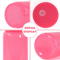 Pot en forme de verre à bière Libby en plastique acrylique de 16 oz, couleur unie, avec couvercle coloré pour cadeau d'été, bricolage