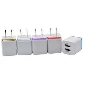 Mini Portable US Plug Dual USB Wall Charger 5V 2.1A Travel Power Adapter Fast Charging For iPhone Samsung Smart Mobile Phone