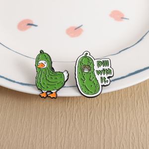 Broche de animales y plantas bonitos, diseño de pepino amargo y pato, pintado, para insignias de boda, accesorios de ropa, pin de cuello, venta al por mayor - Product Image 2
