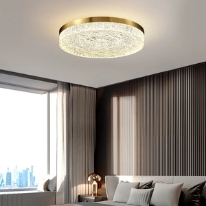 Lámpara de Techo de Cobre, Estilo Italiano, Lujo Posmoderno, Minimalista, para Dormitorio Principal, Estudio Redondo de Alta Gama - Product Image 2