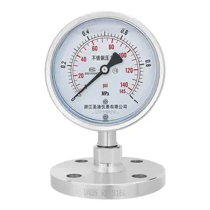 Stainless Steel 60bar Flange DN20 Connection Tantalum 316ss Diaphragm Manometer Pressure Gauge