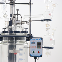 Réacteur en verre à double enveloppe de 50 L, cuve de réaction sous pression, pompe pour distillation à reflux, produits chimiques