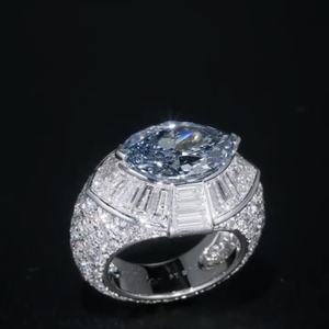 ANSTER Fine PT950 Platinum Jewelry VVS D F Marquise Cut 4.39ct Fancy Vivid Blue Lab Grown Diamond Ring with IGI Engagement Ring - Product Image 3