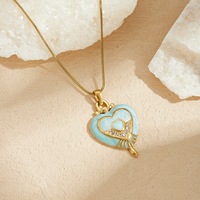 Collier en acier inoxydable plaqué or 18 carats avec pendentif cœur émaillé, breloque soleil en strass, résistant au ternissement, cadeau pour femme