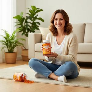 Bonbons gélifiés au complexe de citrate de calcium avec glycinate de magnésium, zinc et ashwagandha, saveur orange, pour l'énergie quotidienne des adultes - Product Image 2