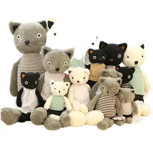 新款设计毛绒玩具舒适儿童睡猫男女通用小动物毛绒玩具pp棉填充