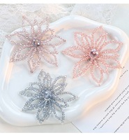 Aksesoris Perhiasan DIY Bunga Manik Kristal Mewah, Patch Jahit Modis untuk Corsage