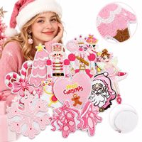Patch brodé en fer pour Noël, motif Casse-noisette rose, Ballerine, Fée aux pruneaux, Père Noël, Canne à sucre, Arbre d'hiver, vente en gros