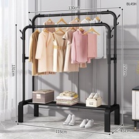 Porte-vêtements pliant d'intérieur en fer, séchoir à linge, portemanteau moderne sur pied pour chambre, rangement pour chapeaux et chaussures
