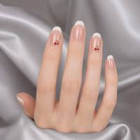 Y175 Factory Outlet Kit de 30 faux ongles à presser courts forme amande style French, motif cerise, en matériau ABS, vente en gros