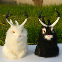 Décoration de Pâques Lapin en fourrure véritable, décorations de Noël, lapins Jackalope