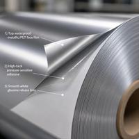 Étiquettes autocollantes en PET métallisé de qualité supérieure, imprimées sur mesure, argent mat, imperméables, résistantes aux UV, pour emballage industriel