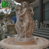 Statue de femme sculptée en marbre rouge coucher de soleil, fontaine d'eau décorative de jardin extérieur, design moderne, garantie à vie, hôtel