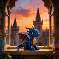 Set de Bloques de Construcción Dragón Azul, Tema Animales y Naturaleza, Escala 1:12, Juguete de Construcción para Niños, Educativo, Ensamblaje DIY, Plástico ABS
