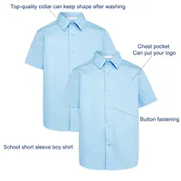 35% القطن 65% البوليستر الأزرق الأبيض الابتدائية الأوسط عالية الصبي زي مدرسي قمصان