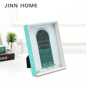 Jinn nhà 5x7in sâu gỗ màu xanh lá cây khung ảnh bóng Hộp bảng hiển thị với Giá vẽ trở lại - Product Image 6