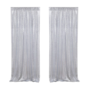Rideau de fond tissé pour décoration de salon de festival, 4 x 6 pieds, avec paillettes argentées, à œillets, occultant total - Product Image 1